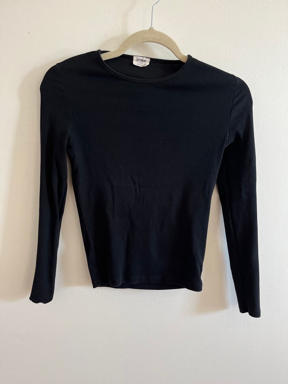 Cotton on long sleeve ribbed T-shirt, size, small black
